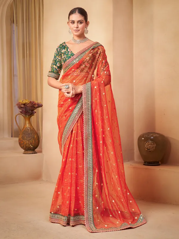 Red_Net_Embroidered_Sequin_Dori_Work_Saree_For_Women_|_With_Blouse_Piece