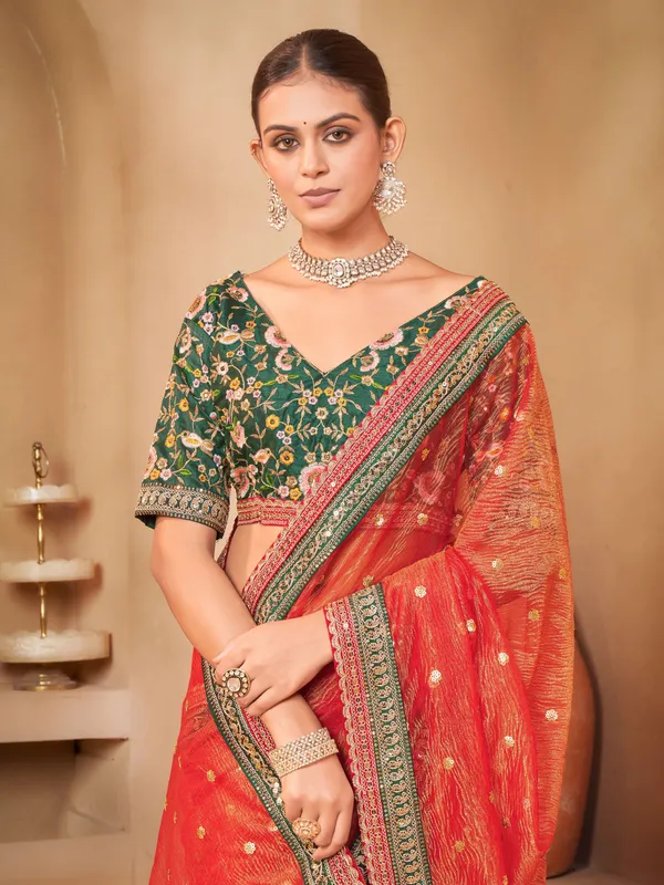 Red_Net_Embroidered_Sequin_Dori_Work_Saree_For_Women_|_With_Blouse_Piece