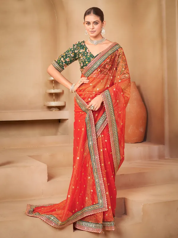 Red_Net_Embroidered_Sequin_Dori_Work_Saree_For_Women_|_With_Blouse_Piece