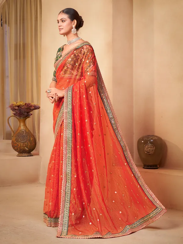 Red_Net_Embroidered_Sequin_Dori_Work_Saree_For_Women_|_With_Blouse_Piece