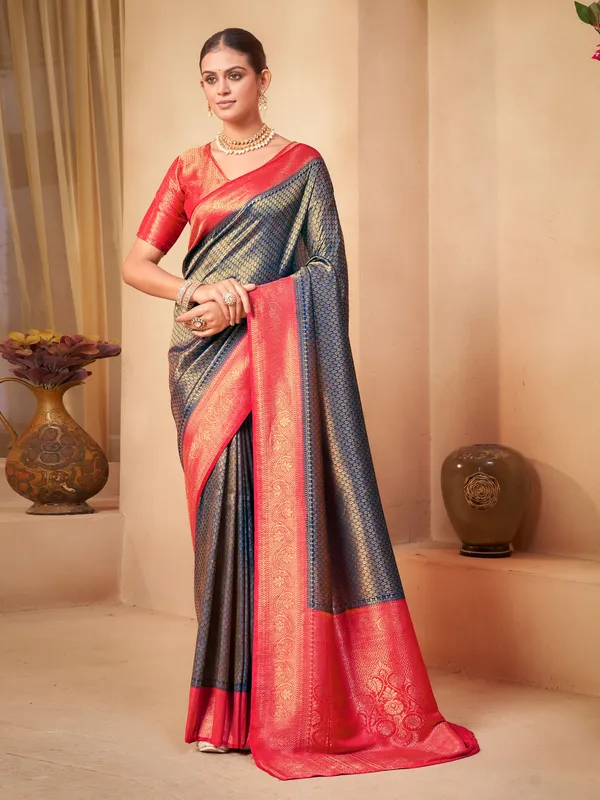Blue_Red_Kanjivaram_Pure_Silk_Jacquard_Zari_Woven_Saree_For_Women_|_With_Blouse_Piece