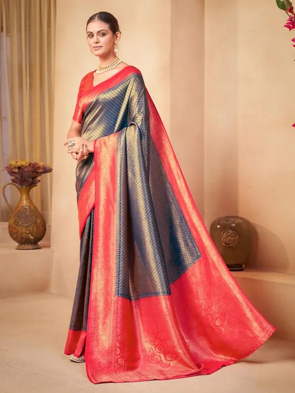 Blue_Red_Kanjivaram_Pure_Silk_Jacquard_Zari_Woven_Saree_For_Women_|_With_Blouse_Piece