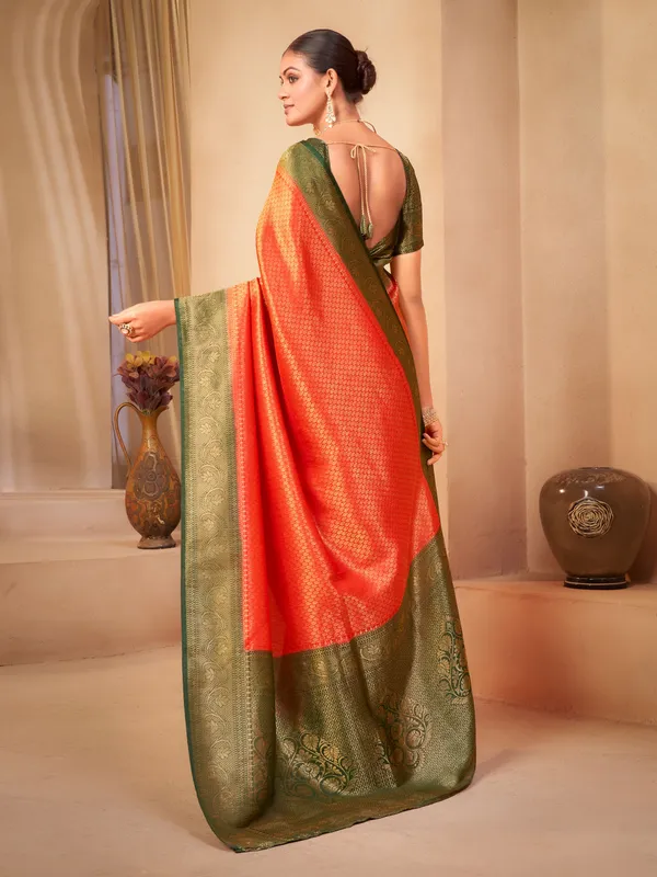Red_Georgette_Woven_Kanjivaram_Jacquard_Saree_For_Women_|_With_Blouse_Piece