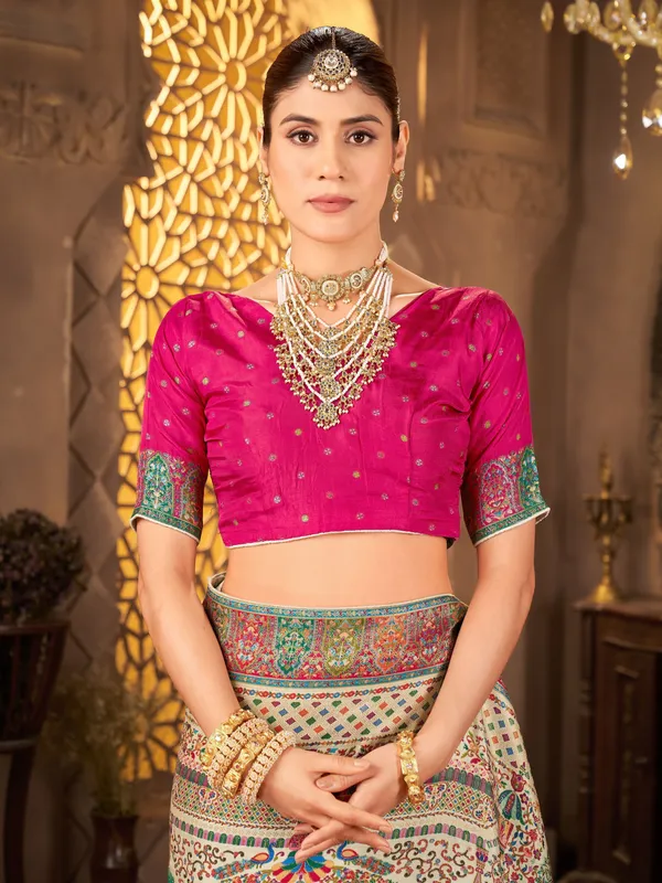 Sariya_Light_Green_Madhubani_Pure_Silk_Jacquard_Saree_For_Women_|_With_Blouse_Piece