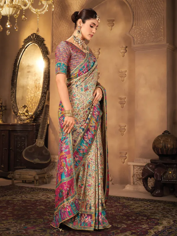Light_Green_Madhubani_Pure_Silk_Jacquard_Woven_Saree_For_Women_|_With_Blouse_Piece