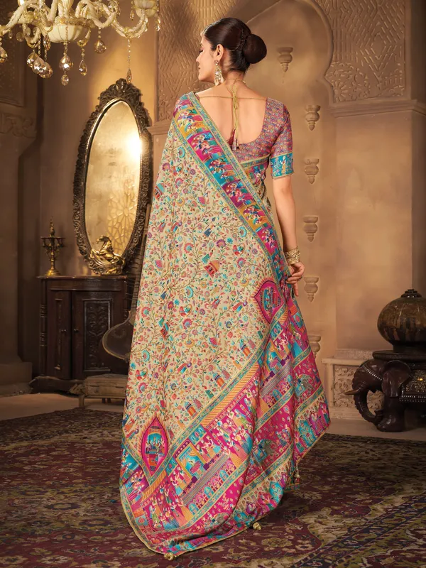 Light_Green_Madhubani_Pure_Silk_Jacquard_Woven_Saree_For_Women_|_With_Blouse_Piece