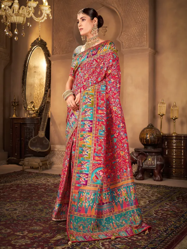 Red_Madhubani_Pure_Silk_Woven_Saree_For_Women_|_With_Blouse_Piece