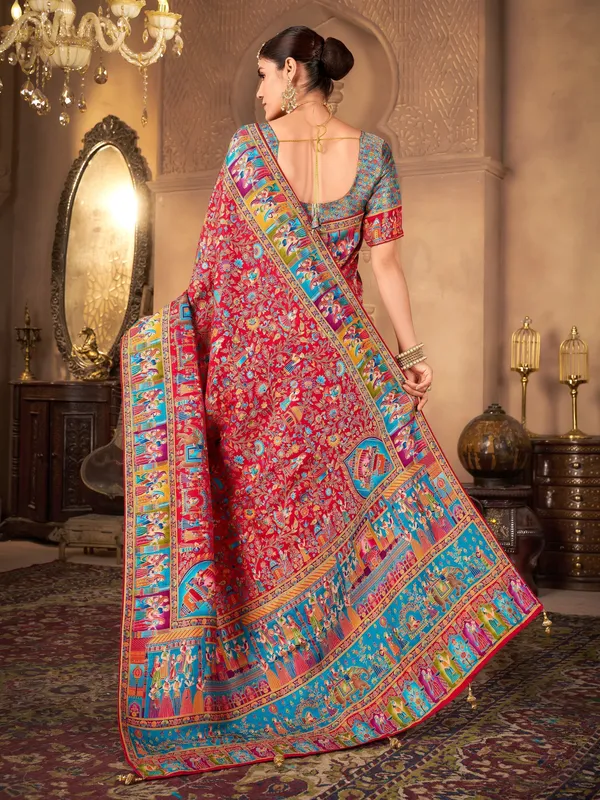 Red_Madhubani_Pure_Silk_Woven_Saree_For_Women_|_With_Blouse_Piece