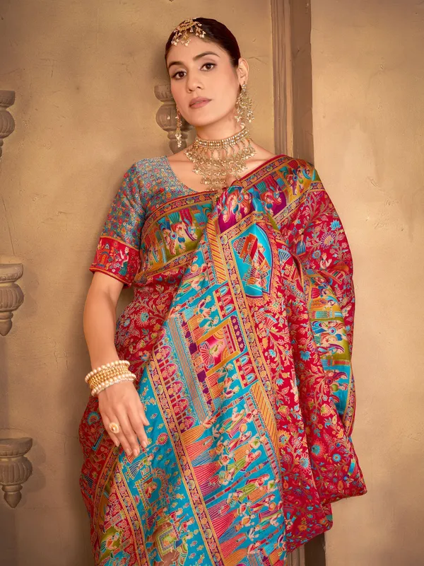Red_Madhubani_Pure_Silk_Woven_Saree_For_Women_|_With_Blouse_Piece