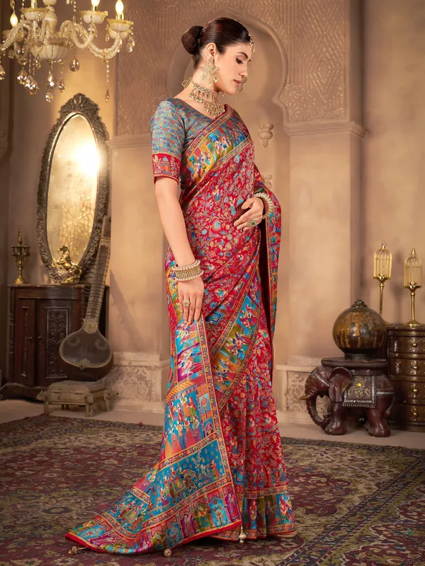 Red_Madhubani_Pure_Silk_Woven_Saree_For_Women_|_With_Blouse_Piece