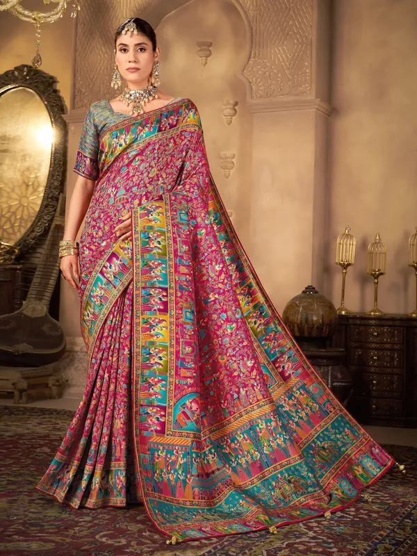 Pink_Madhubani_Pure_Silk_Jacquard_Woven_Saree_For_Women_|_With_Blouse_Piece