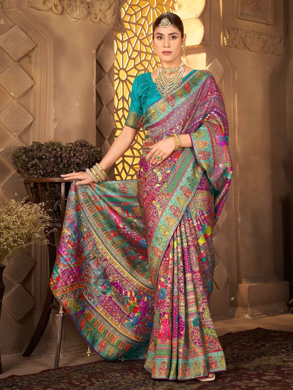 Purple_Madhubani_Pure_Silk_Jacquard_Woven_Saree_For_Women_|_With_Blouse_Piece