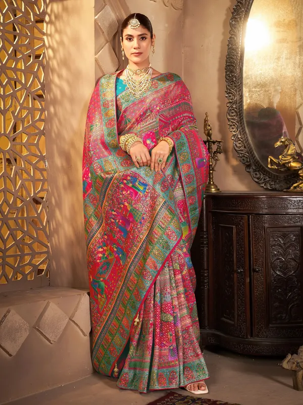 Red_Madhubani_Pure_Silk_Jacquard_Woven_Saree_For_Women_|_With_Blouse_Piece
