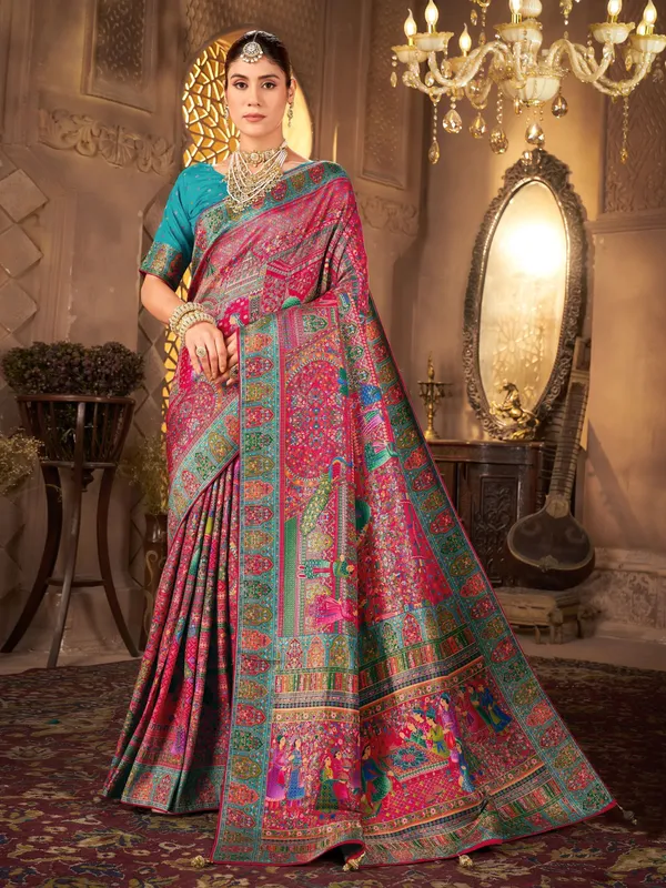 Red_Madhubani_Pure_Silk_Jacquard_Woven_Saree_For_Women_|_With_Blouse_Piece