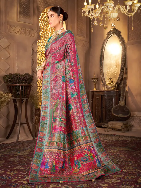 Red_Madhubani_Pure_Silk_Jacquard_Woven_Saree_For_Women_|_With_Blouse_Piece