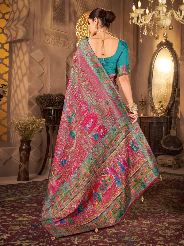 Red_Madhubani_Pure_Silk_Jacquard_Woven_Saree_For_Women_|_With_Blouse_Piece
