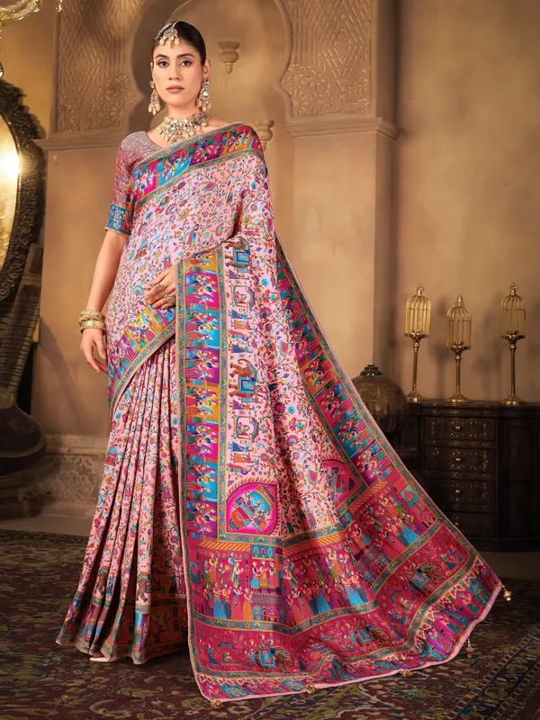 Purple_Madhubani_Pure_Silk_Printed_Jacquard_Saree_For_Women_|_With_Blouse_Piece