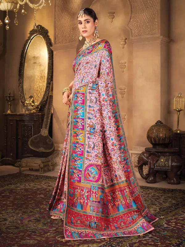 Purple_Madhubani_Pure_Silk_Printed_Jacquard_Saree_For_Women_|_With_Blouse_Piece