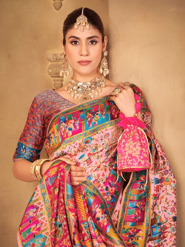 Purple_Madhubani_Pure_Silk_Printed_Jacquard_Saree_For_Women_|_With_Blouse_Piece