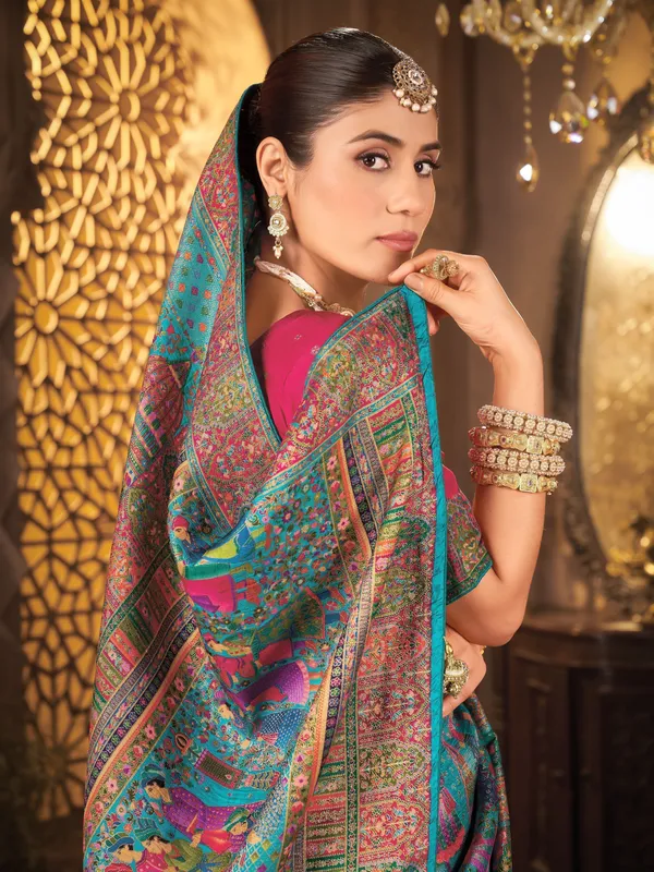 Light_Blue_Madhubani_Pure_Silk_Jacquard_Woven_Saree_For_Women_|_With_Blouse_Piece