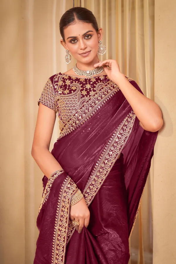 Maroon_Organza_Embroidered_Bollywood_Saree_For_Women_|_With_Blouse_Piece