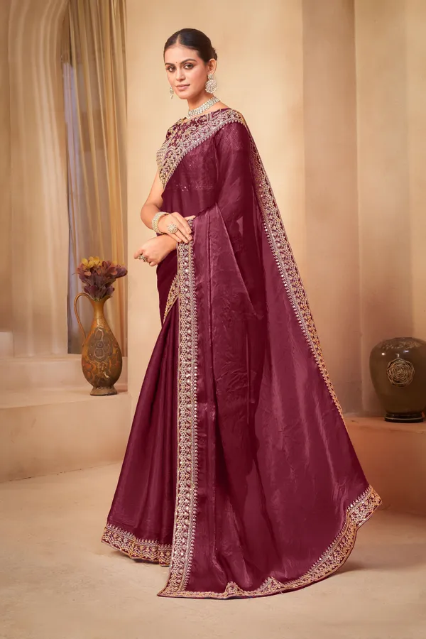 Maroon_Organza_Embroidered_Bollywood_Saree_For_Women_|_With_Blouse_Piece