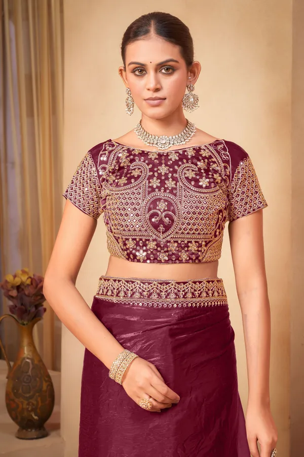 Maroon_Organza_Embroidered_Bollywood_Saree_For_Women_|_With_Blouse_Piece