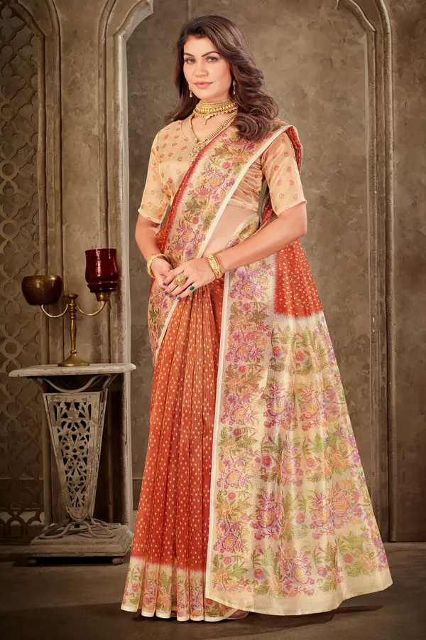 Orange_Tissue_Silk_Digital_Printed_Saree_For_Women_|_With_Blouse_Piece