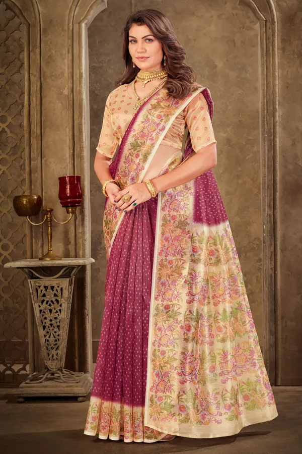 Magenta_Tissue_Printed_Saree_For_Women_|_With_Blouse_Piece