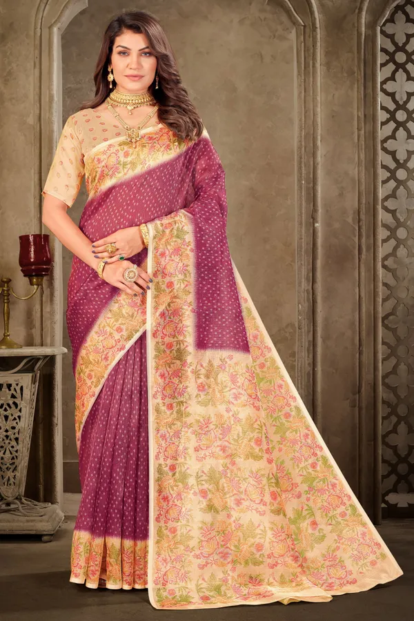 Magenta_Tissue_Printed_Saree_For_Women_|_With_Blouse_Piece