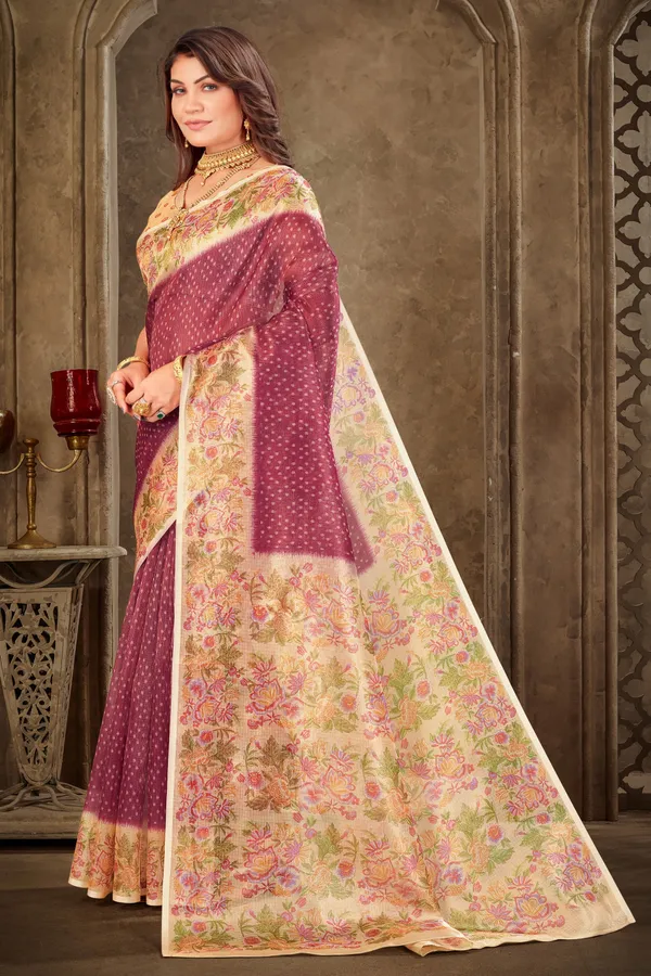 Magenta_Tissue_Printed_Saree_For_Women_|_With_Blouse_Piece