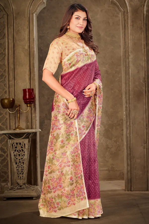 Magenta_Tissue_Printed_Saree_For_Women_|_With_Blouse_Piece