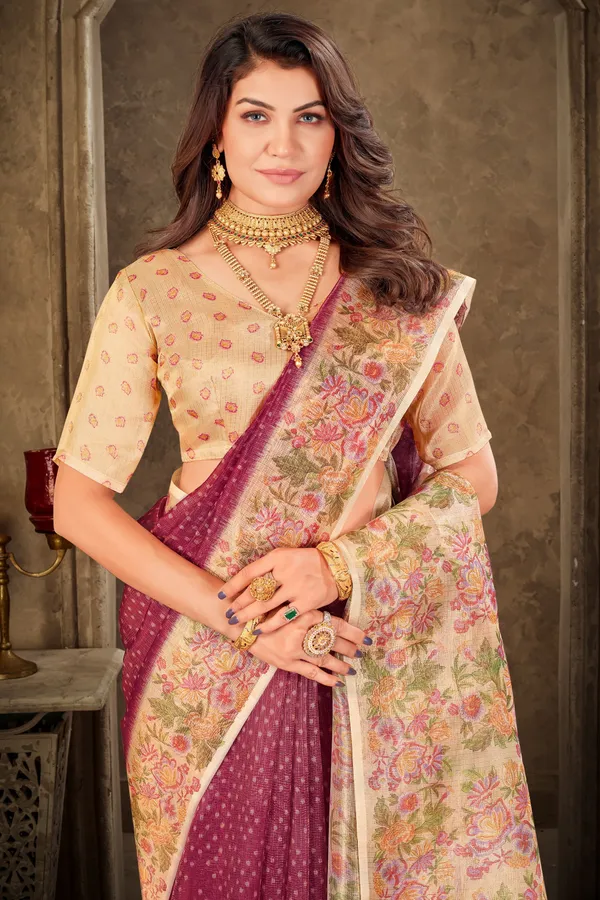 Magenta_Tissue_Printed_Saree_For_Women_|_With_Blouse_Piece