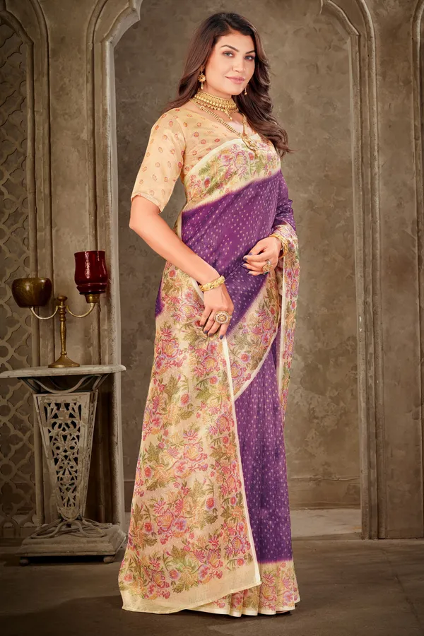 Purple_Tissue_Kota_Doria_Printed_Zari_Saree_For_Women_|_With_Blouse_Piece