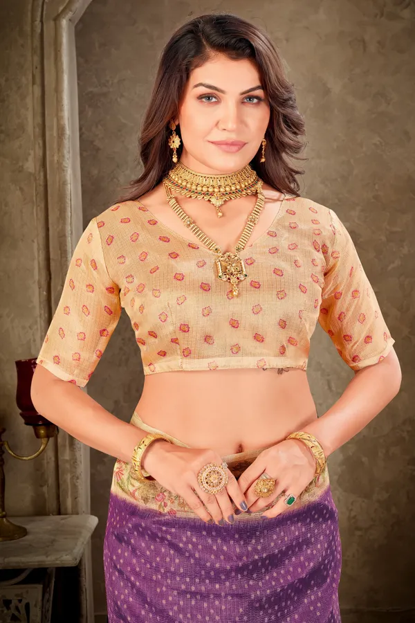 Purple_Tissue_Kota_Doria_Printed_Zari_Saree_For_Women_|_With_Blouse_Piece