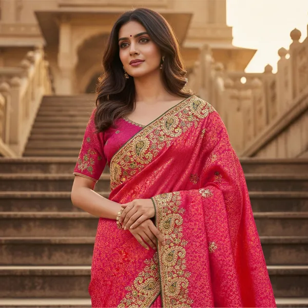 Sariya_Pink_Gold_Georgette_Zari_Embroidered_Saree_For_Women_|_With_Blouse_Piece