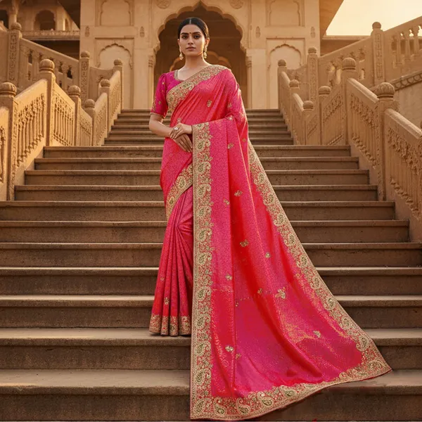 Sariya_Pink_Gold_Georgette_Zari_Embroidered_Saree_For_Women_|_With_Blouse_Piece