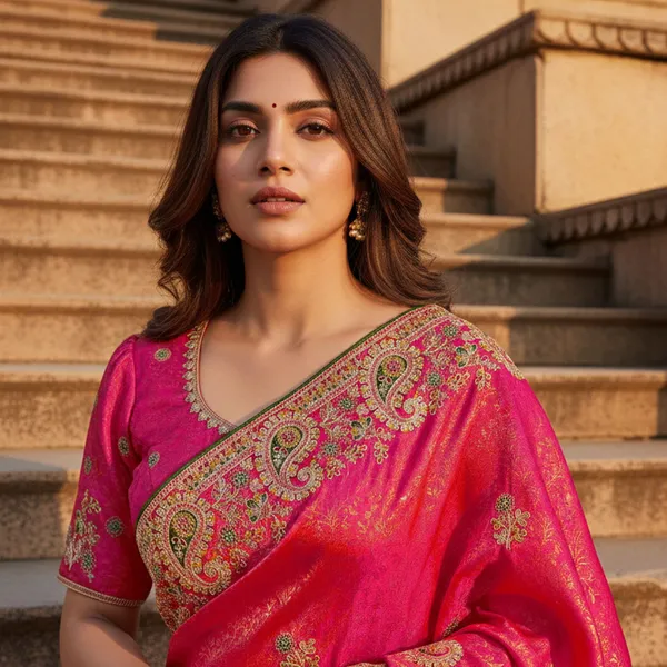 Sariya_Pink_Gold_Georgette_Zari_Embroidered_Saree_For_Women_|_With_Blouse_Piece