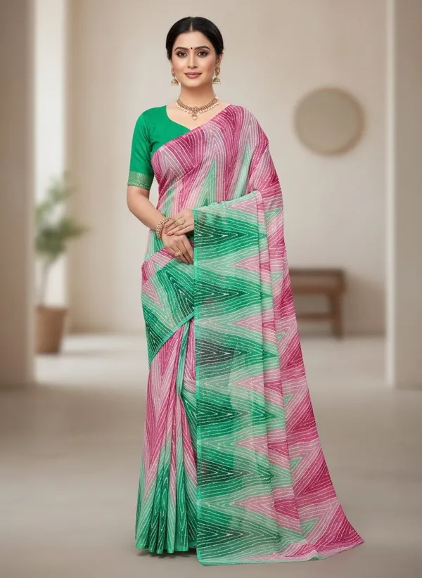 Pink_Georgette_Printed_Leheriya_Saree_For_Women_|_With_Blouse_Piece