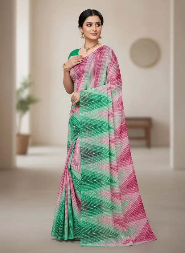 Pink_Georgette_Printed_Leheriya_Saree_For_Women_|_With_Blouse_Piece