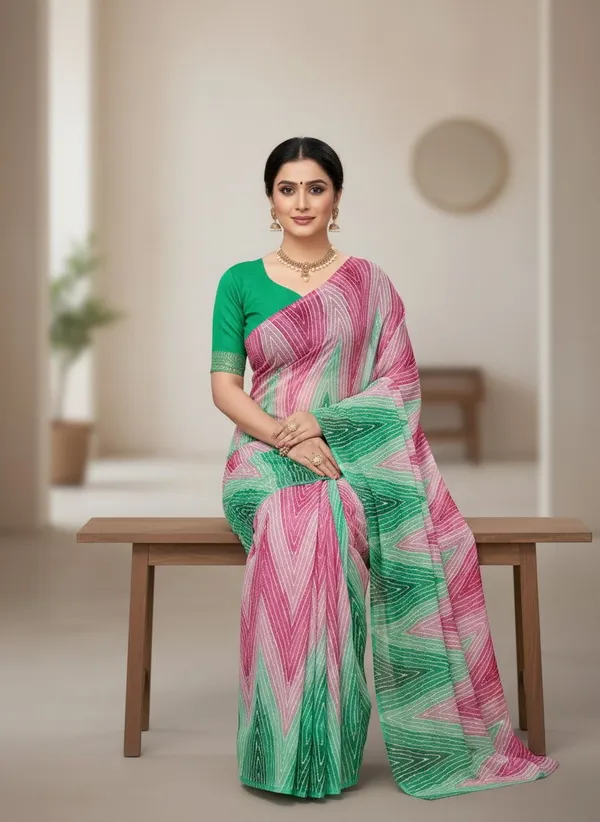 Pink_Georgette_Printed_Leheriya_Saree_For_Women_|_With_Blouse_Piece