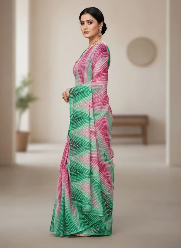 Pink_Georgette_Printed_Leheriya_Saree_For_Women_|_With_Blouse_Piece