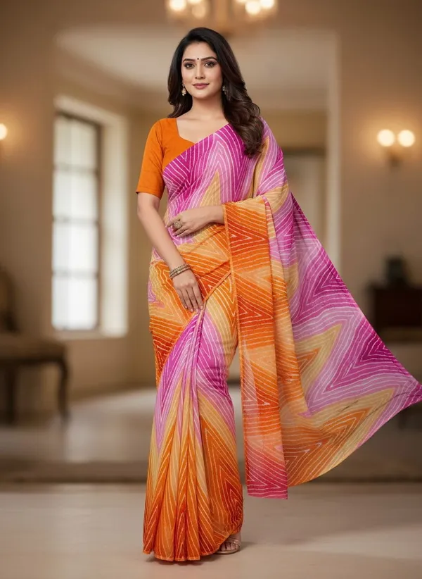 Pink_Georgette_Leheriya_Printed_Saree_For_Women_|_With_Blouse_Piece