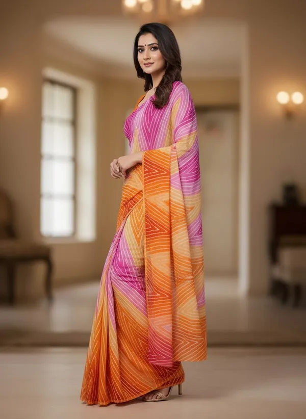Pink_Georgette_Leheriya_Printed_Saree_For_Women_|_With_Blouse_Piece
