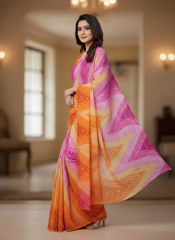 Pink_Georgette_Leheriya_Printed_Saree_For_Women_|_With_Blouse_Piece