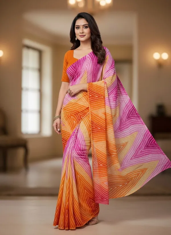 Pink_Georgette_Leheriya_Printed_Saree_For_Women_|_With_Blouse_Piece