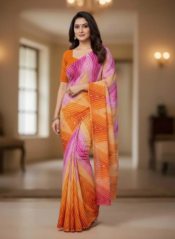 Pink_Georgette_Leheriya_Printed_Saree_For_Women_|_With_Blouse_Piece