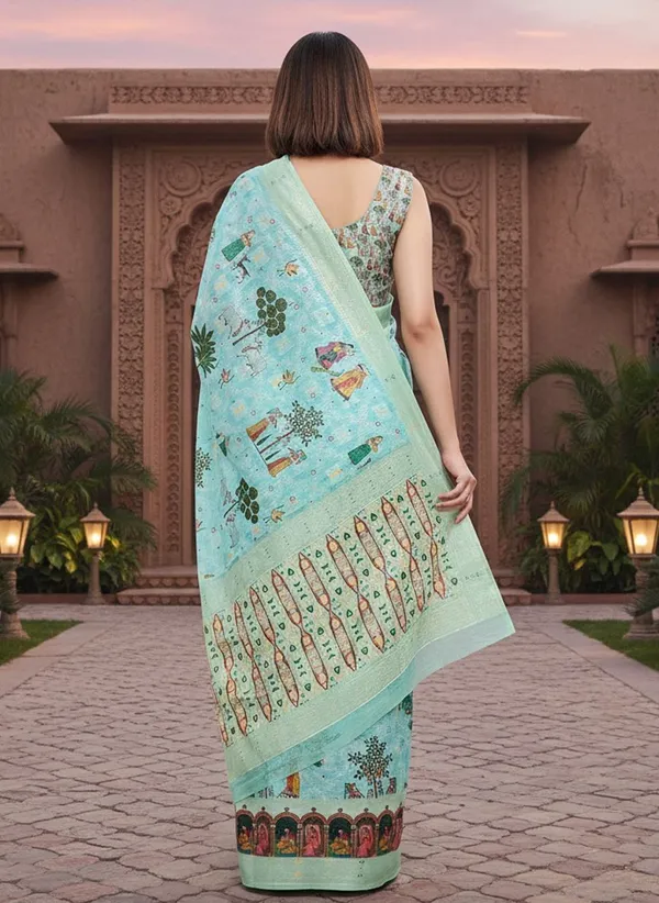 Light_Blue_Cotton_Silk_Digital_Print_Banarasi_Saree_For_Women_|_With_Blouse_Piece