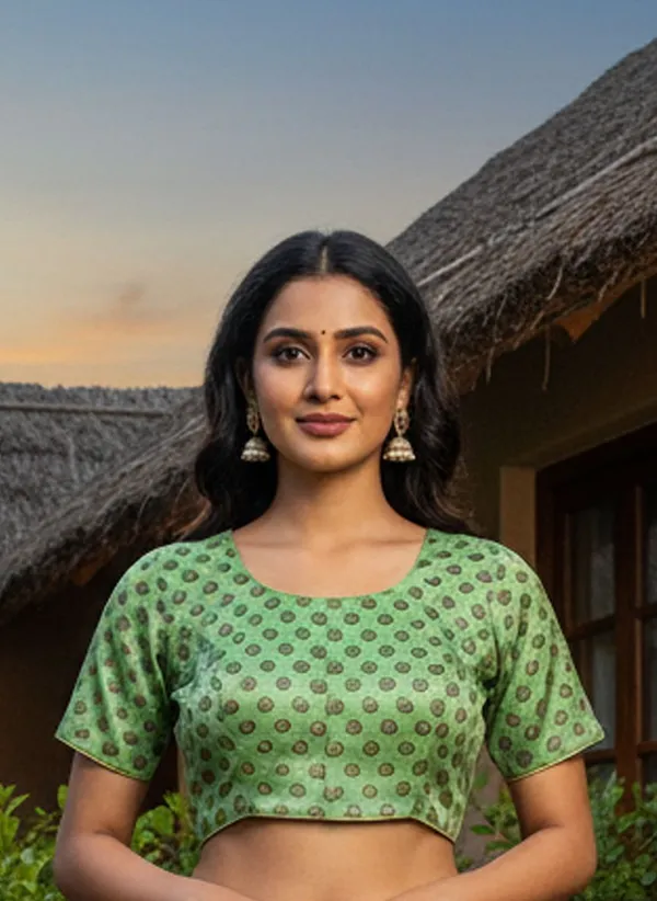 Green_Cotton_Silk_Bandhani_Print_Jacquard_Woven_Saree_For_Women_|_With_Blouse_Piece