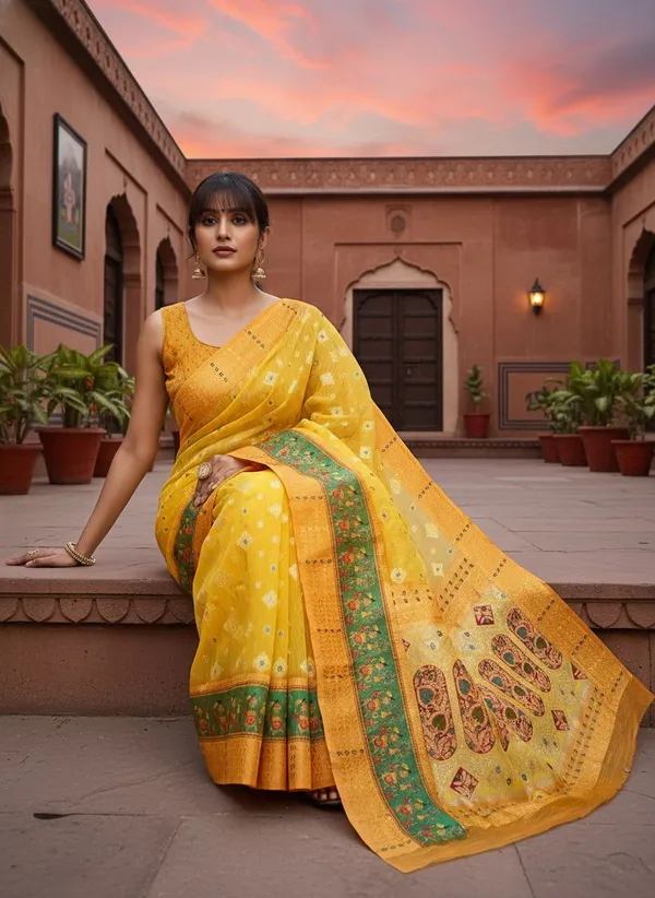 Yellow_Cotton_Silk_Banarasi_Zari_Woven_Saree_For_Women_|_With_Blouse_Piece